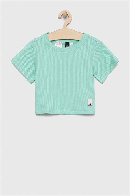 Detské bavlnené tričko adidas tyrkysová farba