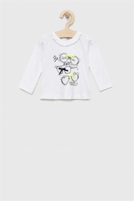Tričko s dlhým rukávom pre bábätká Birba&Trybeyond biela farba