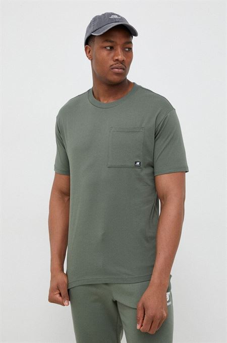 Bavlnené tričko New Balance zelená farba
