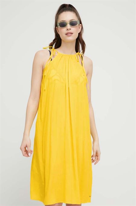 Plážové šaty Tommy Hilfiger žltá farba