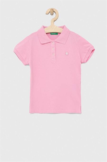 Detské polo tričko United Colors of Benetton ružová farba