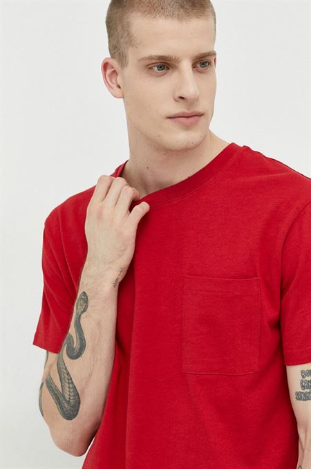 Bavlnené tričko Solid červená farba