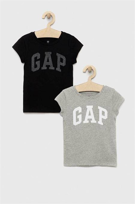 Detské bavlnené tričko GAP 2-pak čierna farba