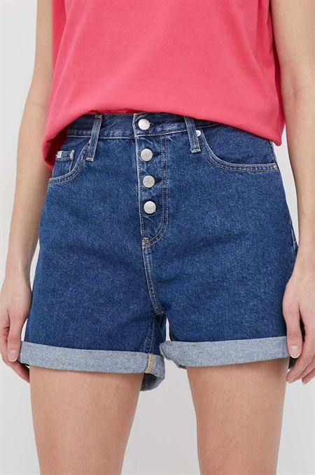 Rifľové krátke nohavice Calvin Klein Jeans dámske