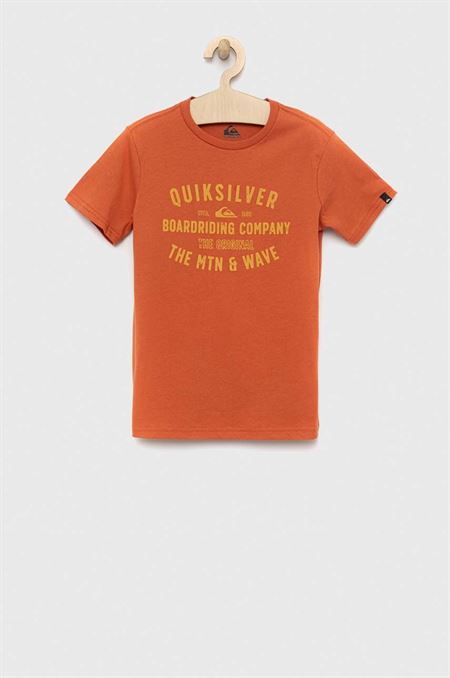 Detské bavlnené tričko Quiksilver oranžová farba