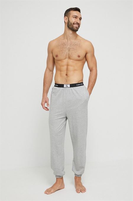 Bavlnené pyžamové nohavice Calvin Klein Underwear šedá farba