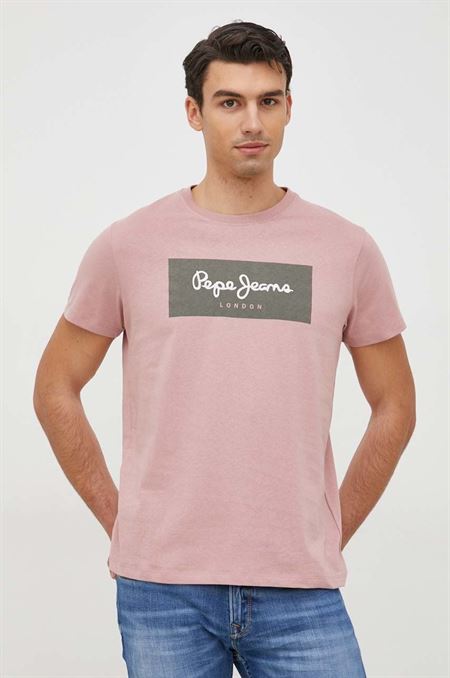 Bavlnené tričko Pepe Jeans Aaron ružová farba