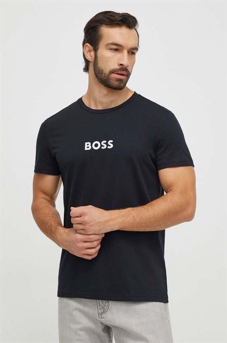 Bavlnené plážové tričko BOSS čierna farba