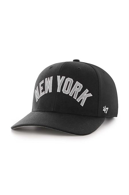 Šiltovka s prímesou vlny 47brand MLB New York Yankees čierna farba