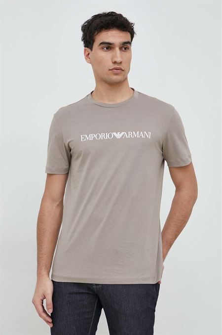 Bavlnené tričko Emporio Armani béžová farba