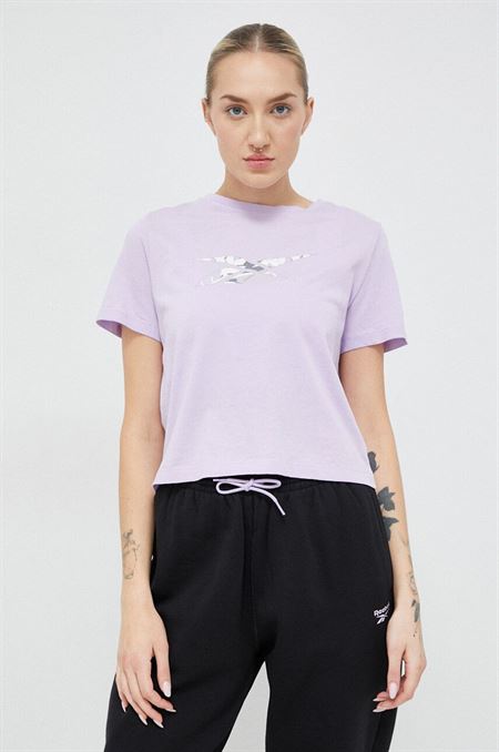 Bavlnené tričko Reebok fialová farba