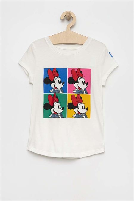 Detské bavlnené tričko GAP X Disney biela farba