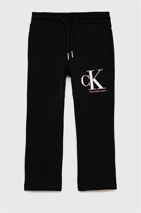 Detské tepláky Calvin Klein Jeans čierna farba