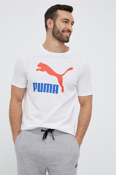 Bavlnené tričko Puma biela farba