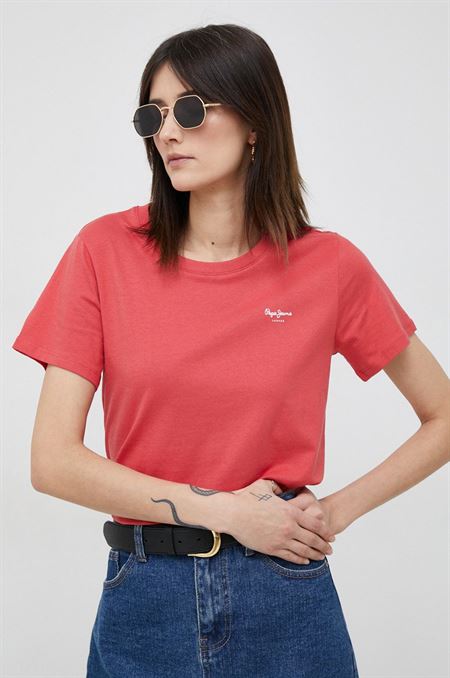 Bavlnené tričko Pepe Jeans Wendy Chest červená farba