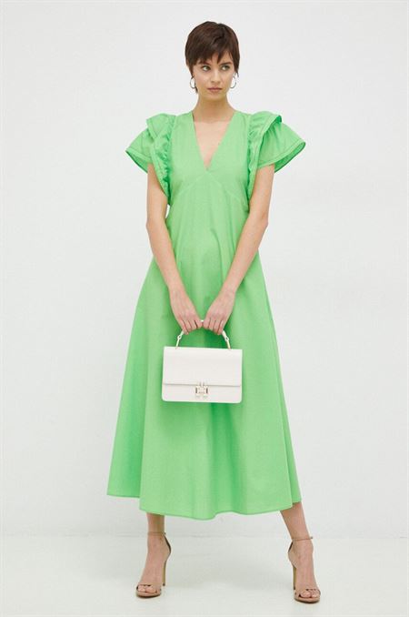 Bavlnené šaty Tommy Hilfiger zelená farba