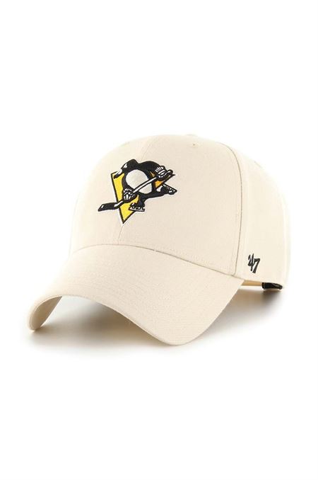 Šiltovka s prímesou vlny 47brand NHL Pittsburgh Penguins béžová farba