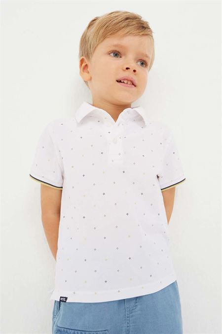 Detské polo tričko Mayoral biela farba