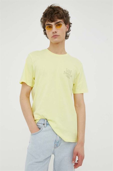 Bavlnené tričko Lee žltá farba
