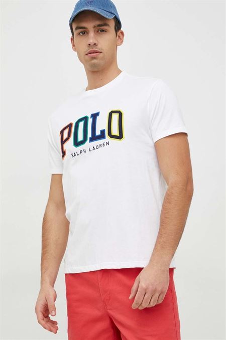 Bavlnené tričko Polo Ralph Lauren biela farba