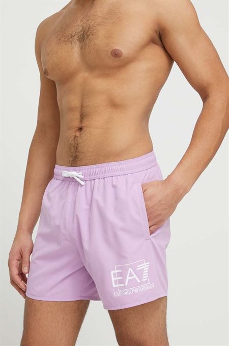 Plavkové šortky EA7 Emporio Armani fialová farba