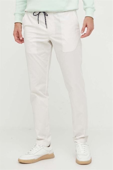 Bavlnené nohavice Tommy Hilfiger biela farba