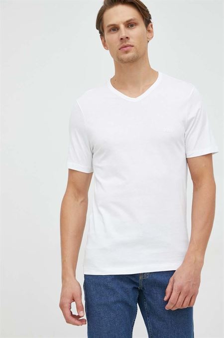 Bavlnené tričko BOSS 3-pak biela farba