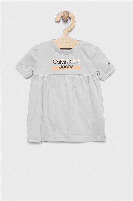 Dievčenské šaty Calvin Klein Jeans šedá farba