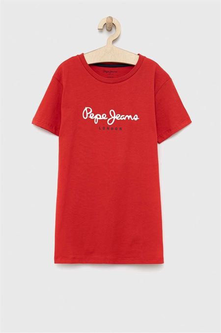 Detské bavlnené tričko Pepe Jeans PJL BJ červená farba