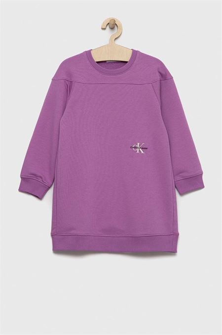 Dievčenské šaty Calvin Klein Jeans fialová farba