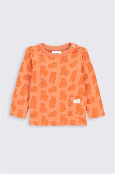 Detské bavlnené tričko s dlhým rukávom Coccodrillo oranžová farba