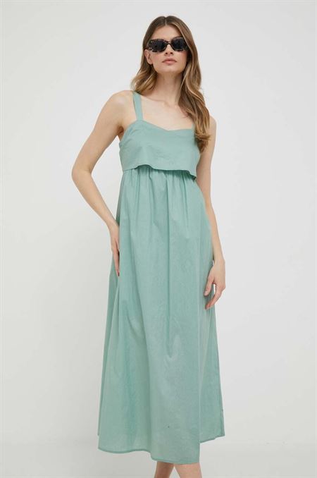 Bavlnené šaty Sisley zelená farba