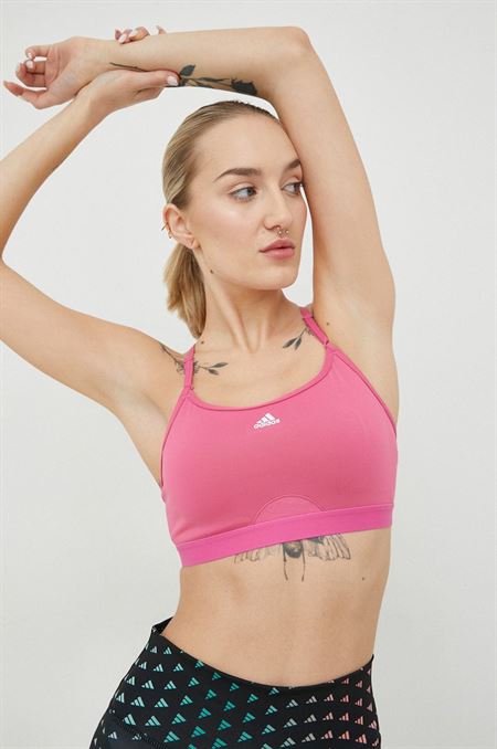 Podprsenka na jogu adidas Performance Aeroreact ružová farba