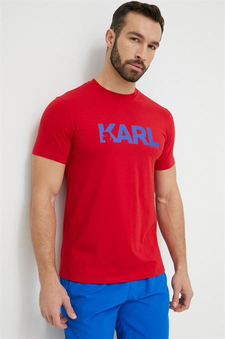 Bavlnené tričko Karl Lagerfeld červená farba