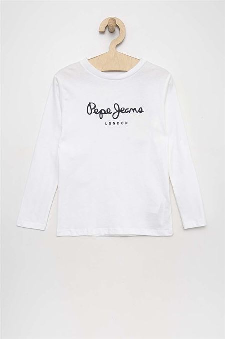 Detská bavlnená košeľa s dlhým rukávom Pepe Jeans New Herman biela farba