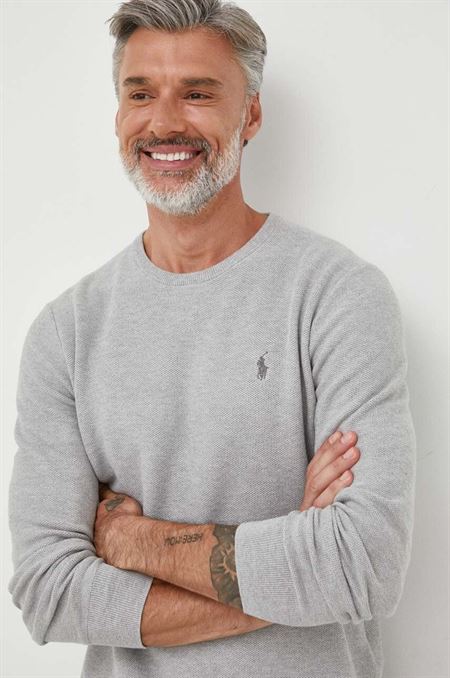 Bavlnený sveter Polo Ralph Lauren šedá farba