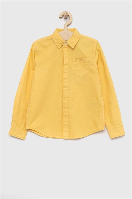 Detská bavlnená košeľa Guess žltá farba