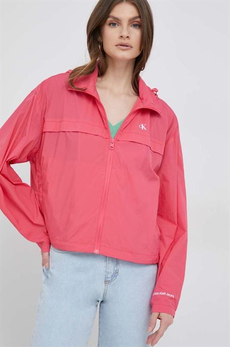 Vetrovka Calvin Klein Jeans ružová farba