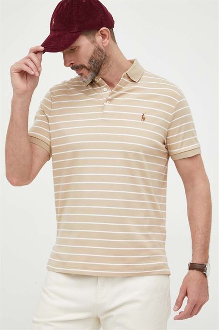 Bavlnené polo tričko Polo Ralph Lauren béžová farba
