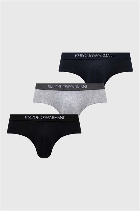 Bavlnené slipy Emporio Armani Underwear 3-pak tmavomodrá farba
