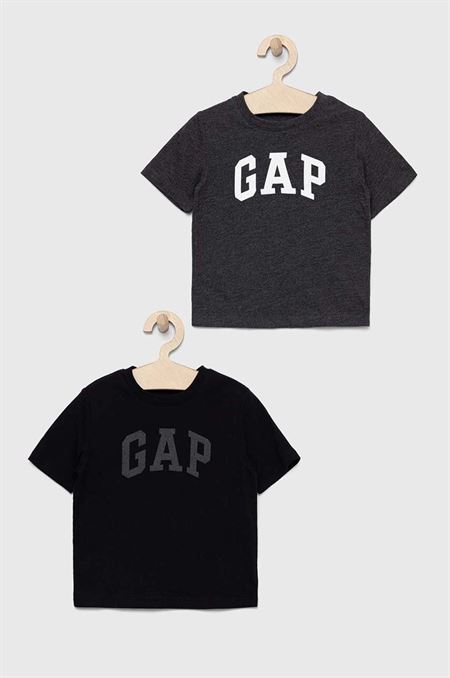 Detské bavlnené tričko GAP 2-pak čierna farba