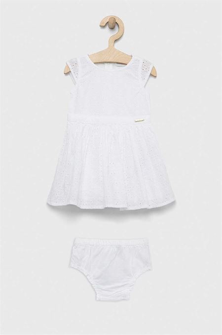 Detské bavlnené šaty Guess biela farba
