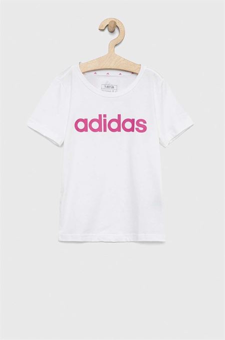 Detské bavlnené tričko adidas G LIN biela farba