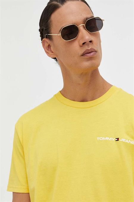 Bavlnené tričko Tommy Jeans žltá farba