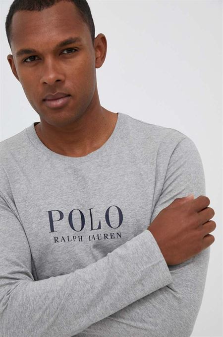 Bavlnené tričko s dlhým rukávom Polo Ralph Lauren šedá farba