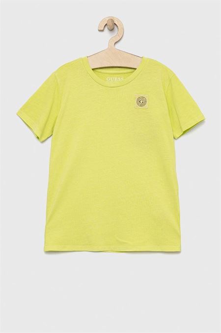 Obojstranné bavlnené tričko Guess zelená farba