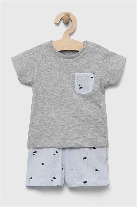 Detské bavlnené pyžamo zippy šedá farba