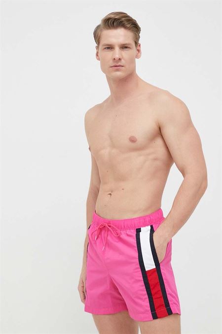 Plavkové šortky Tommy Hilfiger ružová farba