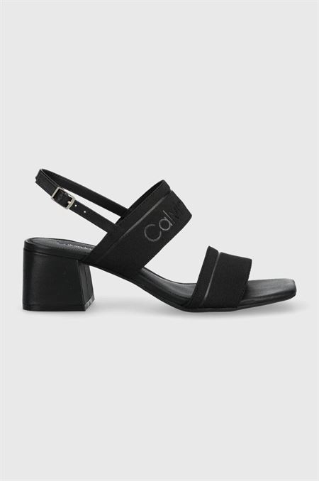 Sandále Calvin Klein SQUARED BLK HL SANDAL 45 HE čierna farba