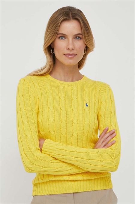 Bavlnený sveter Polo Ralph Lauren žltá farba